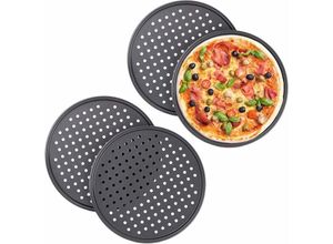 7751577815223 - Set mit 4 runden antihaftbeschichteten perforierten Pizzatellern aus anthrazitfarbenem Stahl Durchmesser 28 cm - - Lntyq 7751577815223 - Set mit 4 runden antihaftbeschichteten perforierten Pizzatellern aus anthrazitfarbenem Stahl Durchmesser 28 cm - - Lntyq