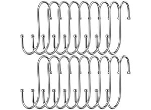 7751577821576 - Lntyq - 18er-Set S-Haken aus Edelstahl robuster Doppelhaken aus Metall zum Aufhängen von Tassen Kleidung Töpfen und Schüsseln geeignet für Küche