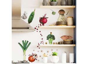 7751577841321 - Wandtattoo Küche gemüse i Dekorative Wandaufkleber Essen Zwiebel Blumen für Küchenschrank Esszimmer Kühlschrank - Lntyq