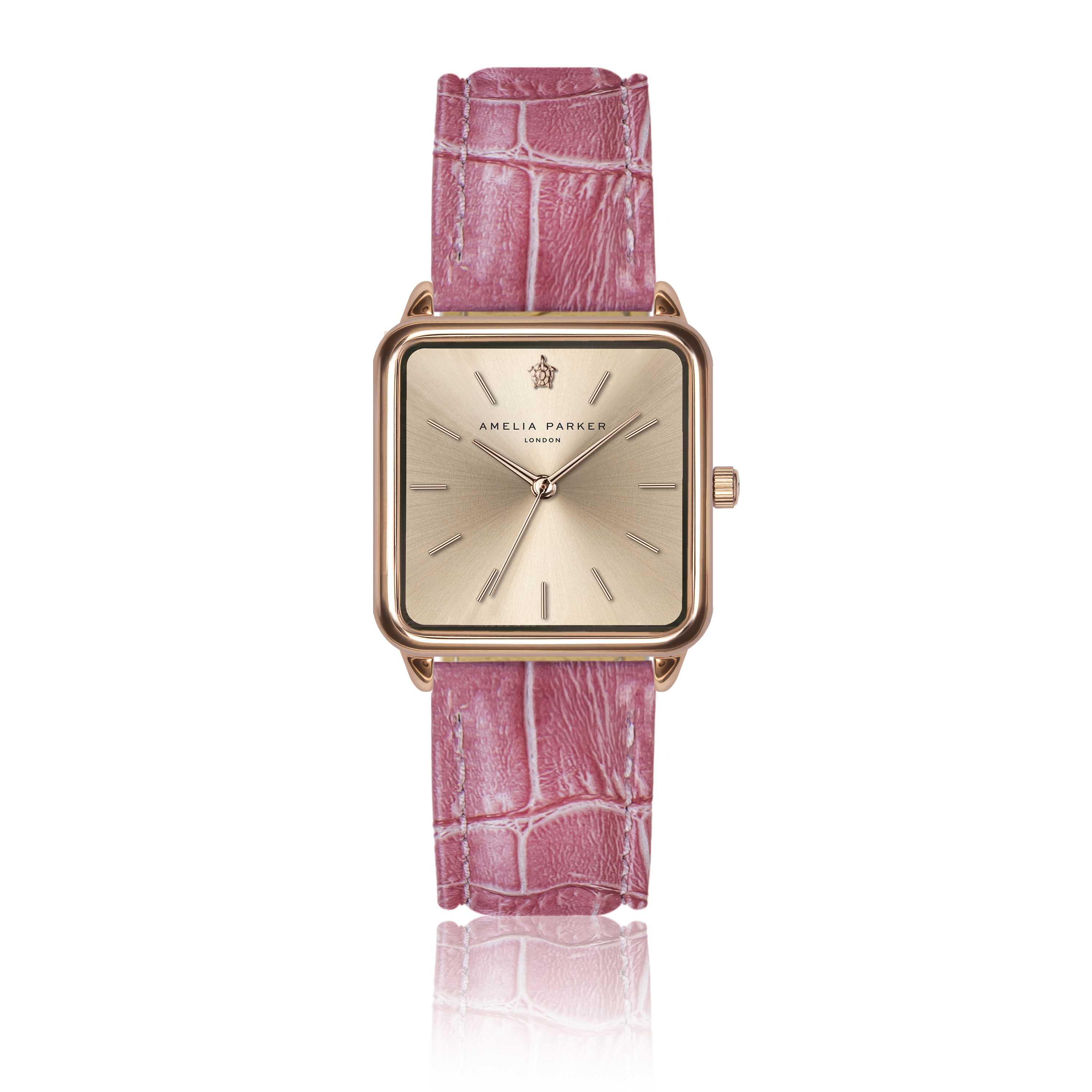 7753311409767 - Lederuhr Frau Gold Plaza Pink