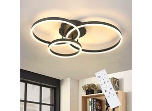 7807444386720 - Deckenlampe led Deckenleuchte Wohnzimmer - Schwarz Dimmbar 82CM Wohnzimmerlampe mit Fernbedienung 74W mit 3 Ringen Design aus Acryl für Schlafzimmer