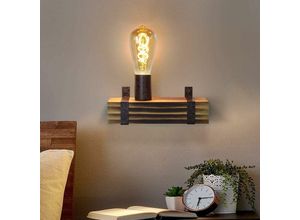 7807444389240 - ZMH - Vintage Wandleuchte E27 Holz Retro Wandlampe 23CM Wandspot im Industrial Design mit E27 Fassung max 60Watt für Flur Wohnzimmer Schlafzimmer