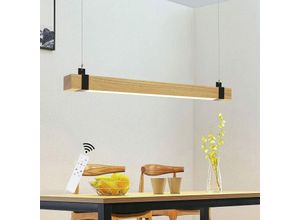 7807444389868 - ZMH Pendelleuchte Holz Led Hängelampe esstisch dimmbar mit Fernbedienung 19W 100CM Holzbalken Höhenverstellbare Rustikal Bürolampe Industrial Retro