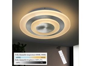 7807447047468 - ZMH - led Deckenleuchte Wohnzimmer Dimmbar stufenlos mit Fernbedienung Deckenlampe Bürodeckenleuchten für Wohnzimmer Schlafzimmer Küche Nickel Matt