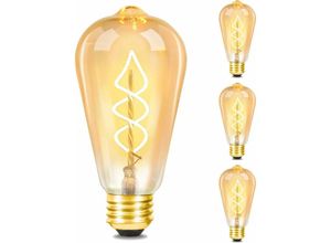 7807447051632 - ZMH - 3x Edison Gluehbirne E27 led 4W Vintage Glühlampe Dekorative Antike Lampen ST64 Warmweiß 2200K Filament Bulb für Nostalgie Retro Beleuchtung im