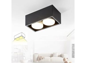 7811081199858 - Spots Deckenleuchte led Aufbauspot - Schwarz Deckenspots mit 2 Flammig Schwenkbar Deckenstrahler Warmweiß 10W GX53 Eckig Spotleuchte Modern Flach für