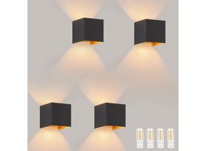 7811081204934 - Wandleuchte Up und Down led Aussenlampe - Wandlampe Innen Schwarz Gold Außenwandleuchte IP65 Wasserdicht Einstellbar Strahl Warmweiß 3000K G9