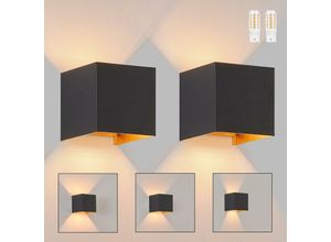 7811081205092 - Wandleuchte Up und Down led Aussenlampe - Wandlampe Innen Schwarz Gold Außenwandleuchte IP65 Wasserdicht Einstellbar Strahl Warmweiß 3000K G9