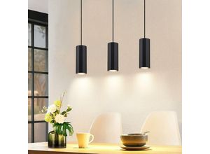 7811081209816 - Hängelampe 3 Flammig Esstisch Schwarz - Pendelleuchte GU10 Wohnzimmer Modern Industrial Esszimmerlampe Hängend Metall Hängeleuchte für Innen Küche