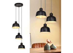 7837988566838 - ZMH Pendelleuchte Esstisch Hängelampe Vintage Schwarz Esstischlampe E27 Hängeleuchte Schlafzimmer Industrial Esszimmerlampe Retro Küchenlampe mit 3