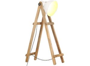 7860987379697 - Sweiko - Stehlampe Weiß E27 Mango Massivholz