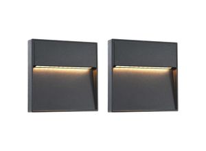 7860987398643 - Sweiko - Außenwandleuchten 2 Stk led 3W Schwarz Quadratisch