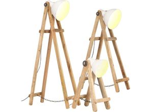 7860987479045 - Sweiko - Stehlampen 3 Stk Weiß E27 Mango Massivholz