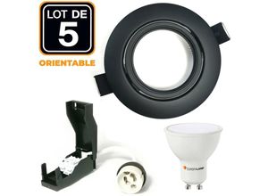 7863111968347 - Europalamp - 5 Verstellbare Einbaustrahler Mattschwarz GU10 led 7W eqv 56W Warmweiß 3000K