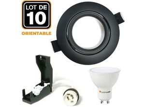 7863111969894 - Europalamp - 10 Schwenkbare EinbauEinbaustrahlers Mattschwarz GU10 led 7W eqv 56W Warmweiß 3000K