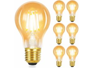 7879962110774 - 6 Stück led Gluehbirne E27 Vintage Lampe - A60 Leuchtmittel edison Light Bulb 2700K 4W Glühlampe Warmweiß Filament Retro Birne Glas Antike