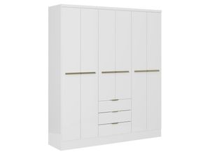 7893455134122 - Vente-unique - Kleiderschrank mit 6 Türen & 3 Schubladen - 180 cm- Weiß - peroli