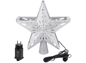 7906815717726 - Eosnow - 100–240 v LED-Hohlstern-Schneeflocken-Projektor-Licht-Rotationslampe für Weihnachtsbaum-Spitzendekoration silberfarben eu