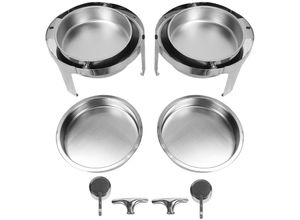 7906815780164 - Eosnow - 2er-Pack Edelstahl-Chafing Dish runder Roll-Top-Chafer Catering-Buffetwärmer für Bankette