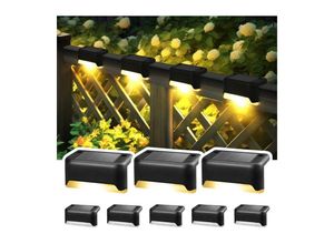 7963514508666 - Sjqka - Solar-Decklichter 8 Stück Solar-Zaunlichter wasserdicht für Außentreppen Treppen Zaun Hof Terrasse und Weg schwarz(warmweiß)