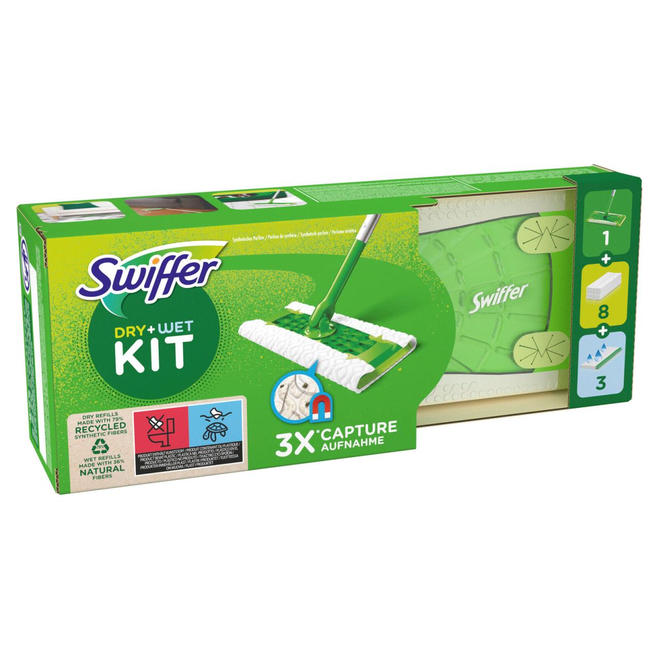 8001841276113 - 276113 - Swiffer Bodenwischer Set Wischer + 8 trocken + 3 feuchte Tücher