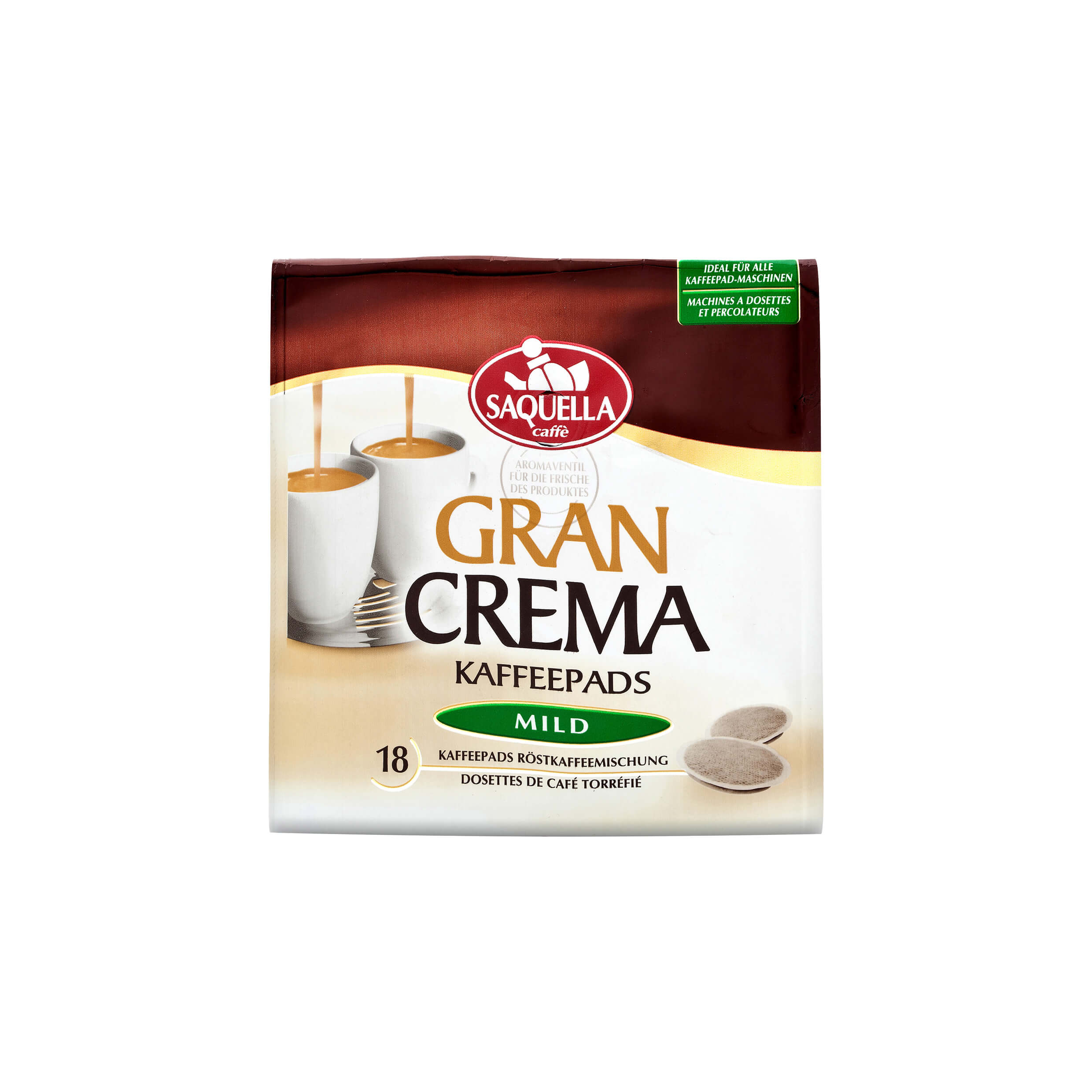 8002650180011 - Saquella Gran Crema Mild Soft Kaffeepads 18er 130g