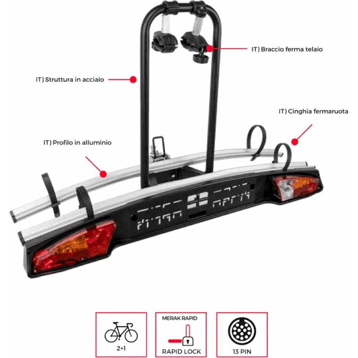 8003168043584 - Fahrradträger MERAK für Anhängerkupplung - 2 Fahrräder kompakt und leicht Typ S