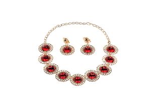 8003558503735 - Schmuck-Set Königin 3-teilig rot gold