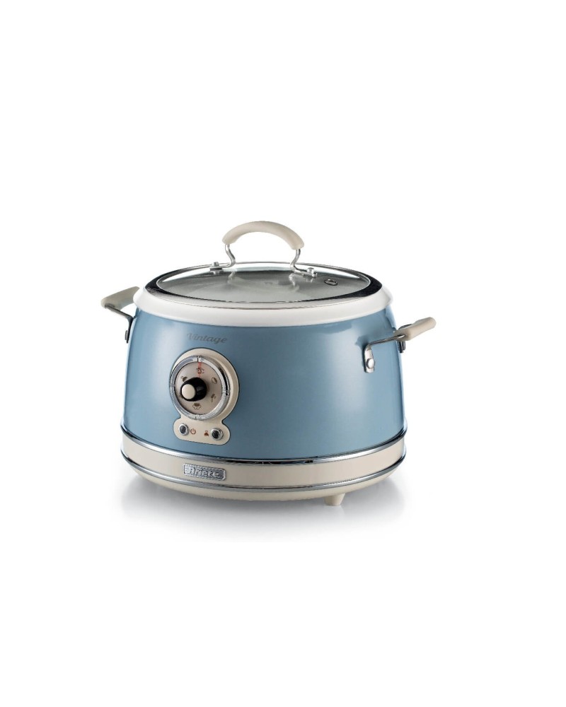 8003705118485 - 2904 05 | Vintage Slowcooker & XL Reiskocher | insgesamt 35 Liter Volumen | 700 Watt | Warmhaltefunktion | blau