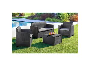 8003723490679 - Lounge-Set für den Außenbereich Venere Garten-Set mit Kissen Lounge-Set für den Innenbereich in Rattan-Optik 100 % Made in Italy Anthrazit