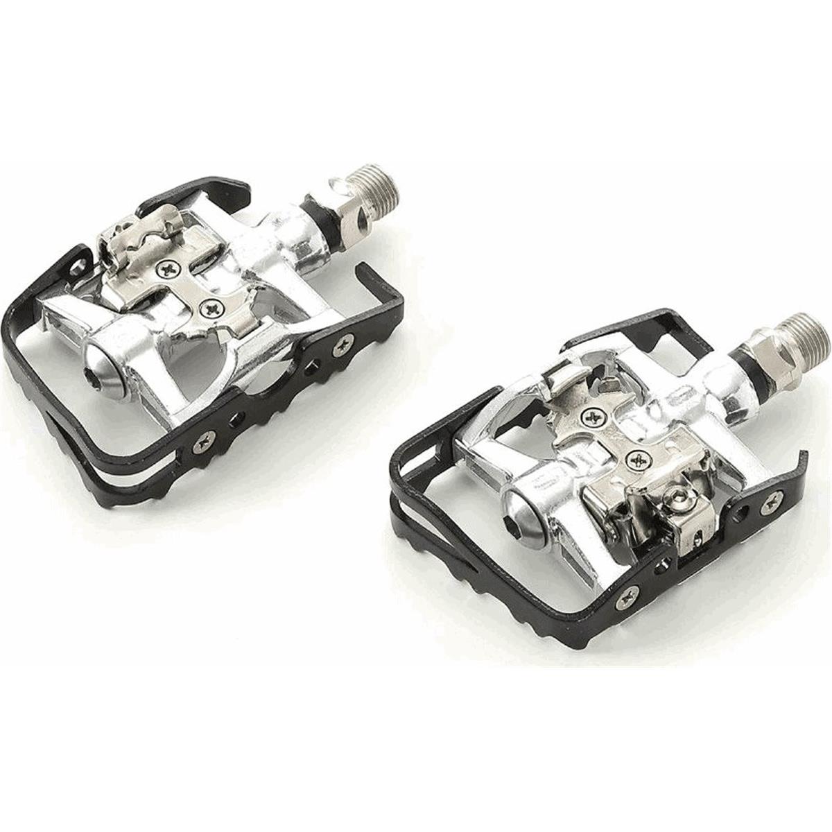 8005586222404 - Dual Function Pedal MVTEK aus Aluminium Schwarz Silber mit SPD-Befestigung 108x66x28mm