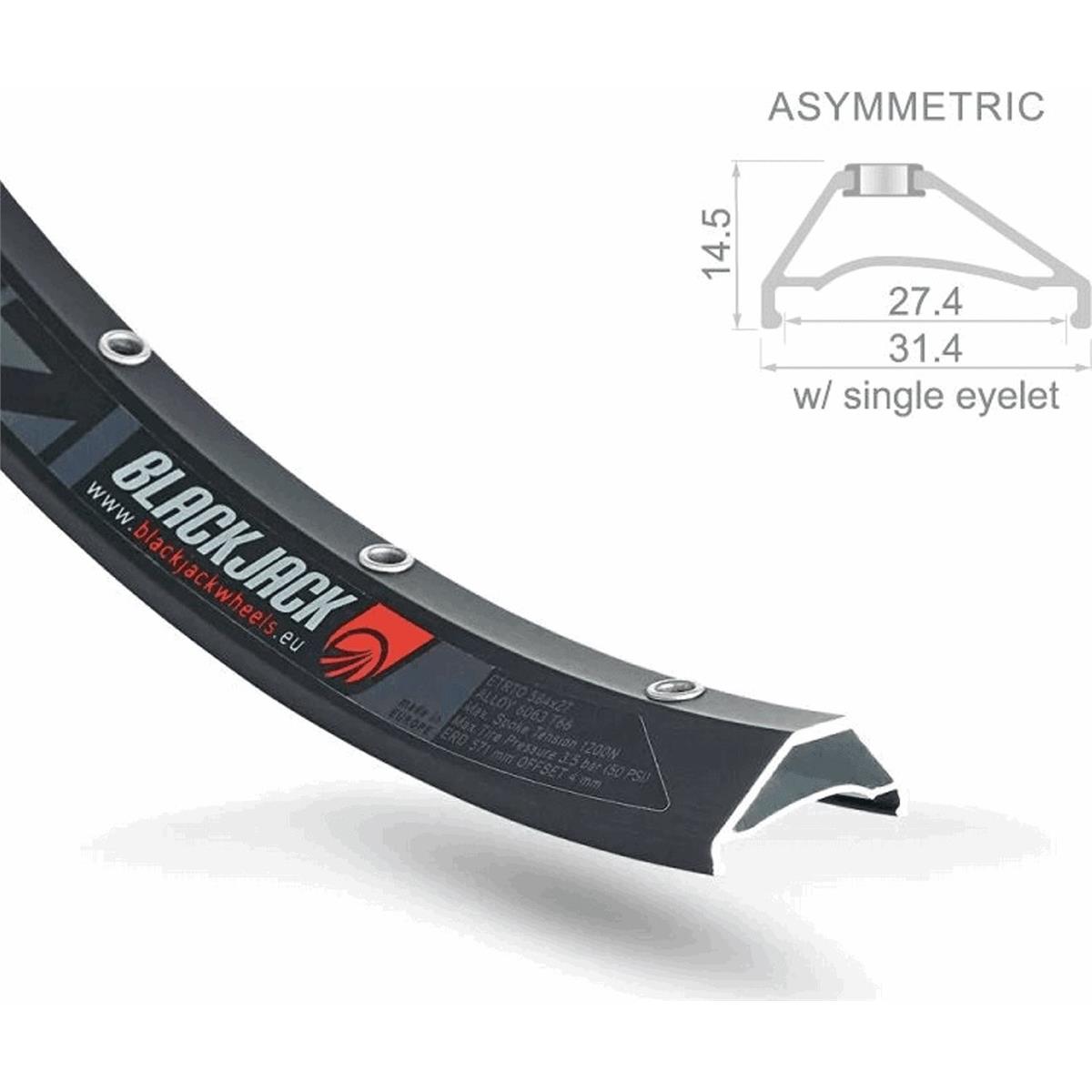 8005586810007 - MTB Tubeless Felge 27mm x 29 Schwarz aus Aluminium mit 32 Löchern - RODI BLACKJACK