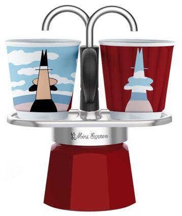 8006363027656 - Mini Express - Espressokocher-Set - rot + 2 Becher aus Arte Collection René Magritte