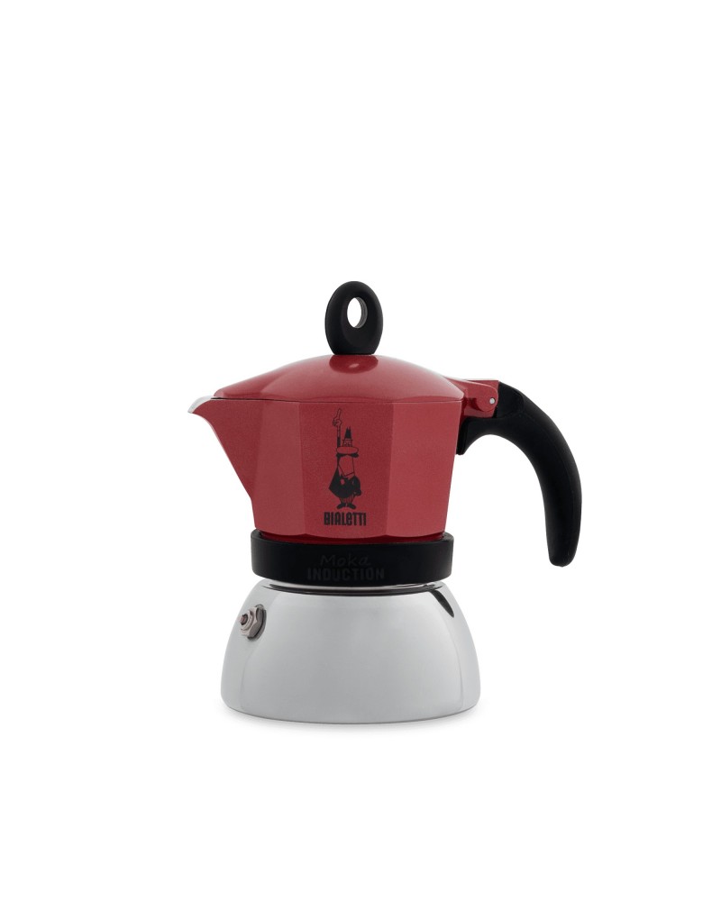 8006363029254 - BIALETTI Espressokocher Moka Induktion 015l edelstahlfarben rot - B-Ware neuwertig