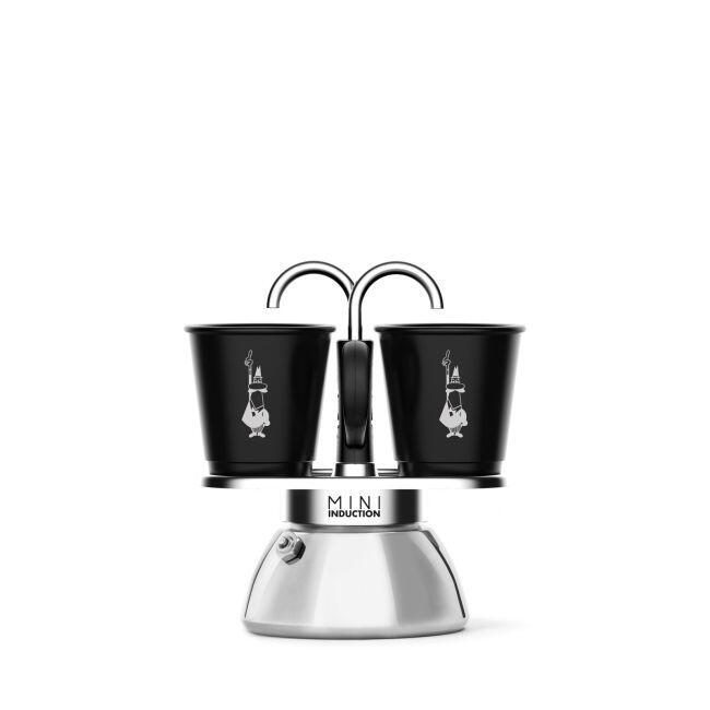 8006363036009 - Mini Express - Espressokocher-Set (Induktion) - silber + 2 Becher in schwarz
