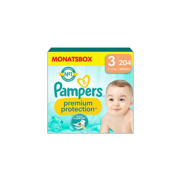 8006540705575 - Pampers® Windeln Monatsbox premium protection™ Größe Gr3 (6-10 kg) für Babys und Kleinkinder (4-18 Monate) 204 St