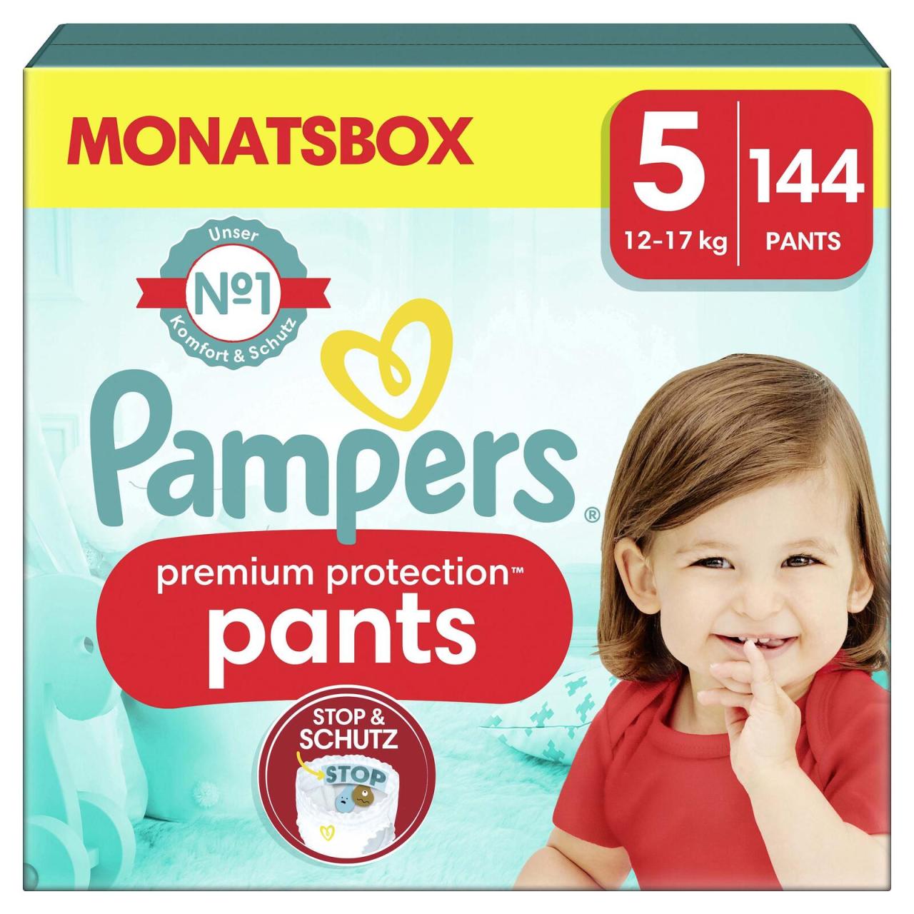 8006540710517 - Windeln premium protection? Monatsbox Größe Gr5 (12-17 kg) für Babys und Kleinkinder (4-18 Monate) 8006540710517 Pamper 144 Stück