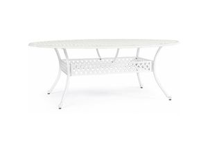 8006881942455 - - Ovaler Aluminium-Außentisch Ivrea für Garten und Veranda 200 x 152 cm -Weiss