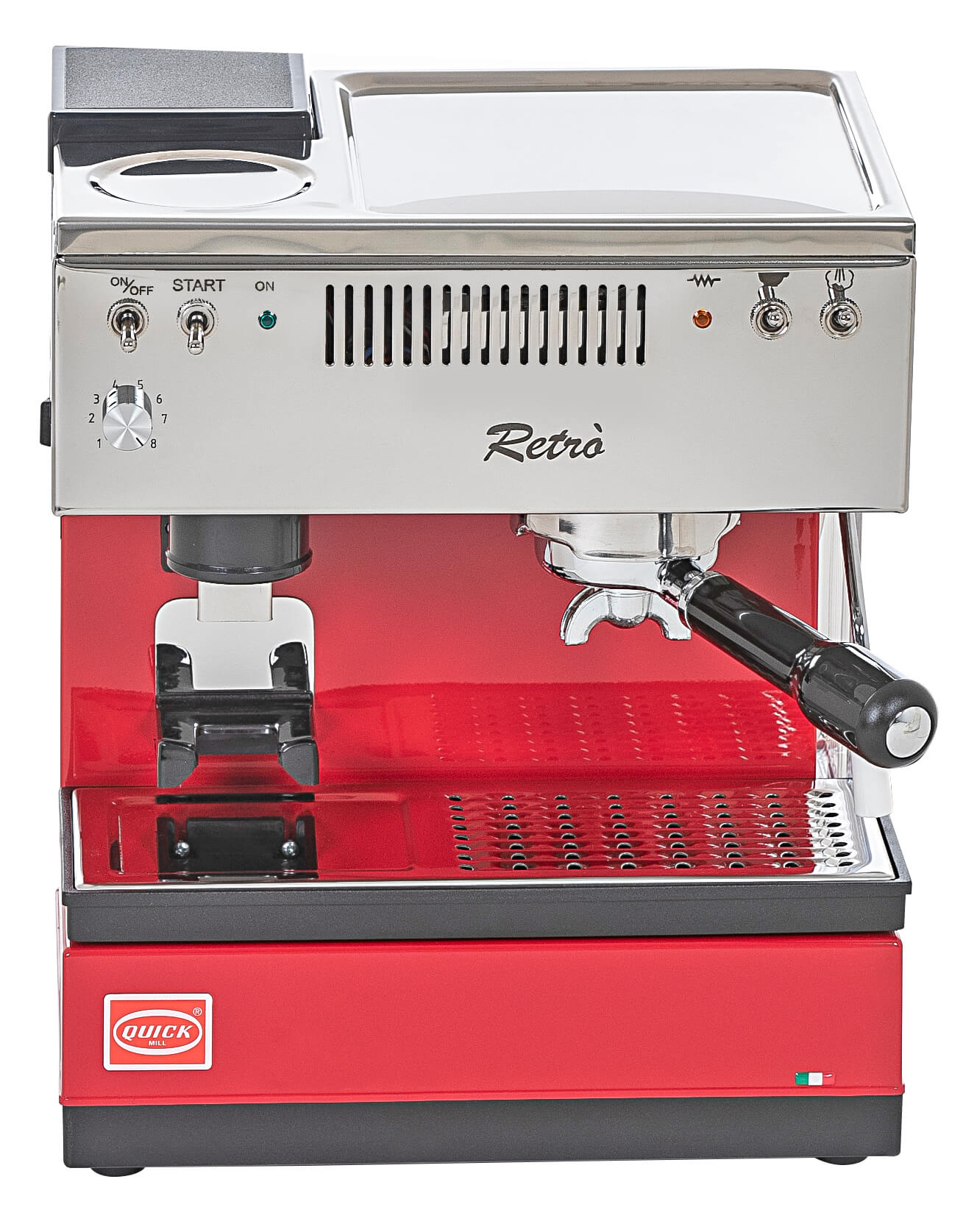 8007062835030 - Retro 0835 Espressomaschine mit eingebauter Mühle rot