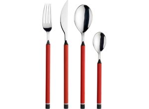 8007163200355 - Besteck-Set PINTINOX Matite Essbesteck-Sets Gr 24 tlg rot (edelstahlfarben rot) Besteckgarnituren mit Kunststoffgriff spülmaschinengeeignet