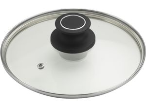 8007163266856 - Deckel PINTINOX Power schwarz (transparent edelstahlfarben schwarz) Ø26cm Glas Edelstahl Kunststoff Deckel Pfannendeckel Topfdeckel Glas mit Kunststoffknauf spülmaschinengeeignet