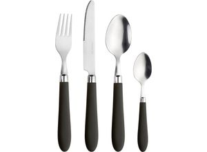 8007163276381 - Besteck-Set PINTINOX Daisy 0 Essbesteck-Sets Gr 24 tlg grau (schwarz edelstahlfarben) Besteckgarnituren mit farbigem Kunststoffgriff