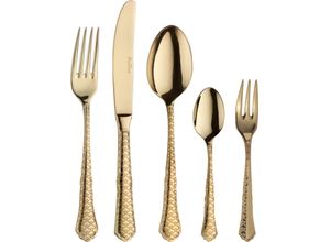 8007163295351 - Besteck-Set PINTINOX Settecento Treasur Gold TXT Essbesteck-Sets Gr 30 tlg goldfarben Besteckgarnituren Geläserter Griff Glänzend Gold