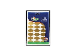 8007827199346 - Tico - Packung mit 10 Blatt goldfarbenen Satinetiketten 36x19 mm