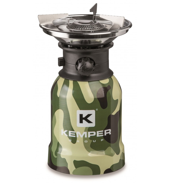 8008004127114 - Edelstahl tragbare Camping-Gaskocher mit Piezo-Zündung - 1 Brenner - camo