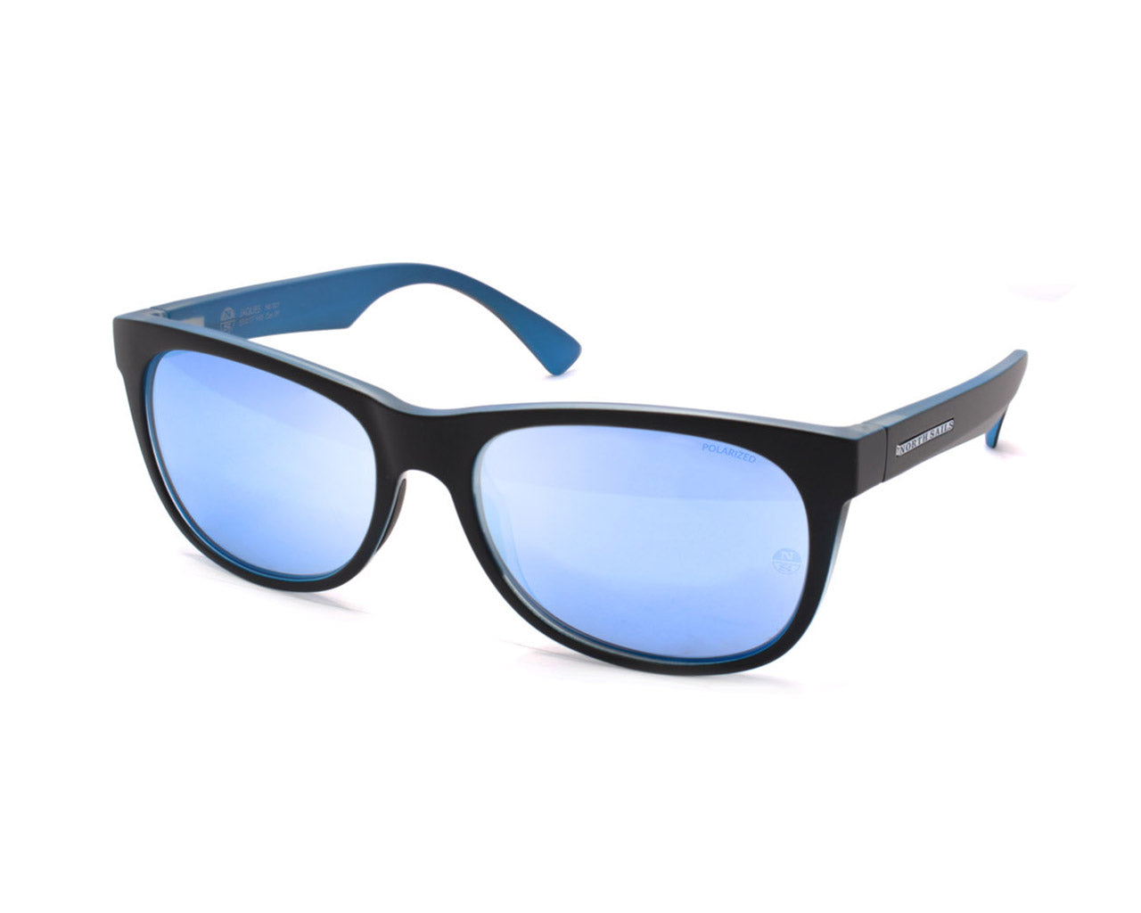 8008797100714 - Unisex Jaques NS027 Gläser SONNENBRILLEN Plastik Schwarz Blau Quadratisch Polarisiert