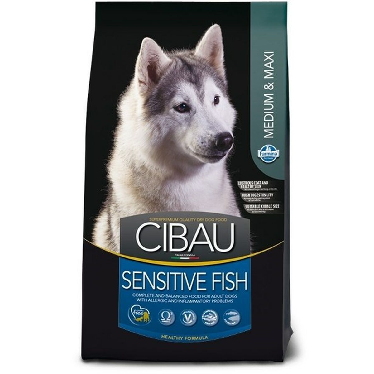 8010276031037 - Futter Sensitive Fish Medium Maxi Erwachsener Fisch Lamm 14 Kg 12 kg