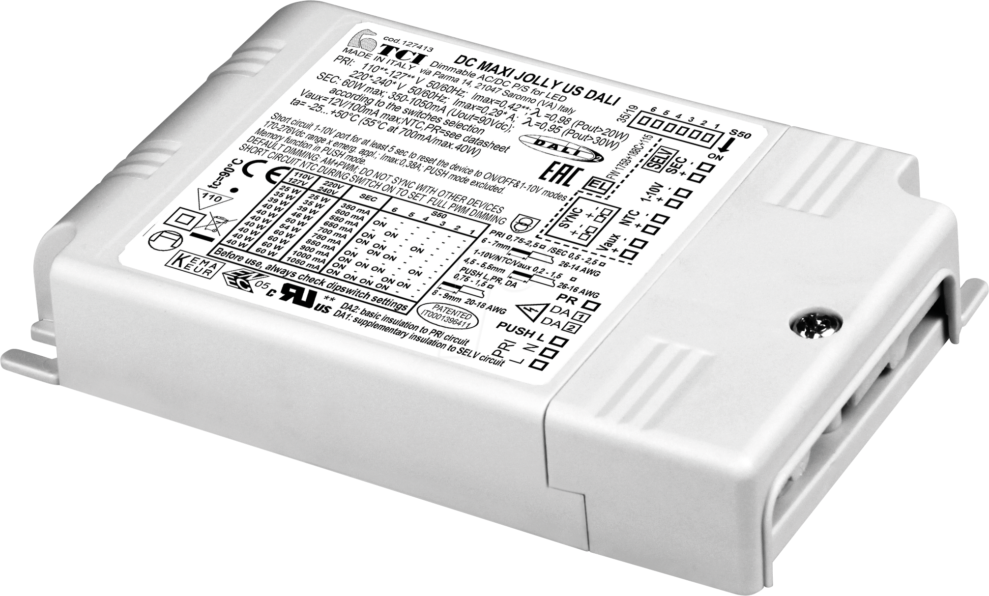 8010703373532 - JOLLY MAX US DAL - LED-Trafo 25-60 W 57-74 V DC 350-1050 mA DALI