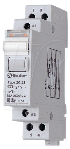 8012823120126 - Serie 20 STROMSTOß-SCHALTER hutschiene 20239024 SCHLIEßER 1 oeffner 24 v dc 16A 4000 va 1 - Finder