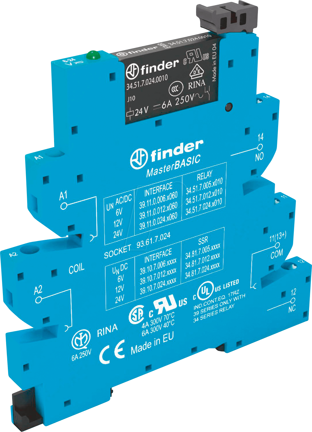 8012823353616 - Finder EMR-Koppelrelais-MasterBASIC 391100240060 1W 6A 24VAC DC 8012823353616 - Finder EMR-Koppelrelais-MasterBASIC 391100240060 1W 6A 24VAC DC
